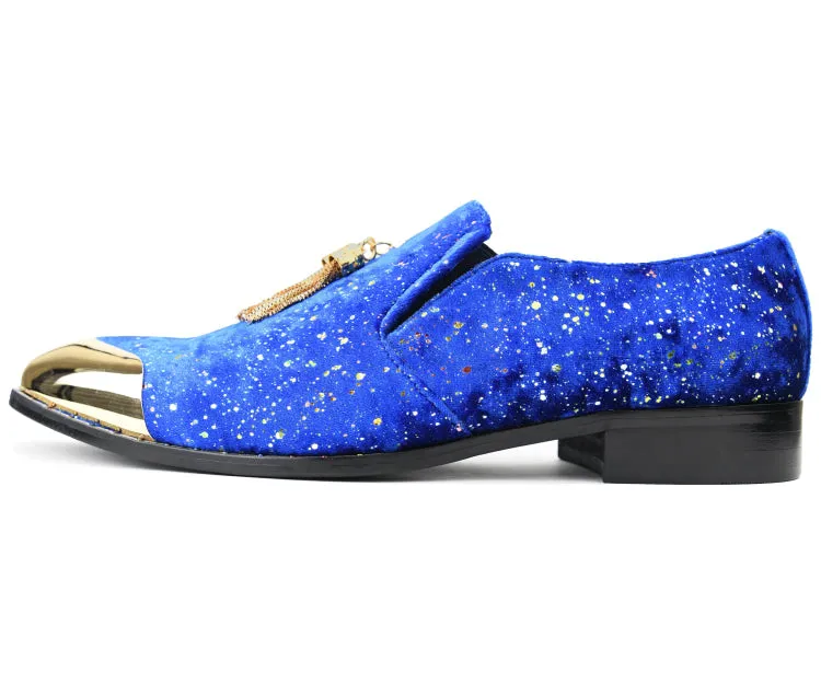 Amali Chaz Royal Men’s Gold Glitter Dress Shoes