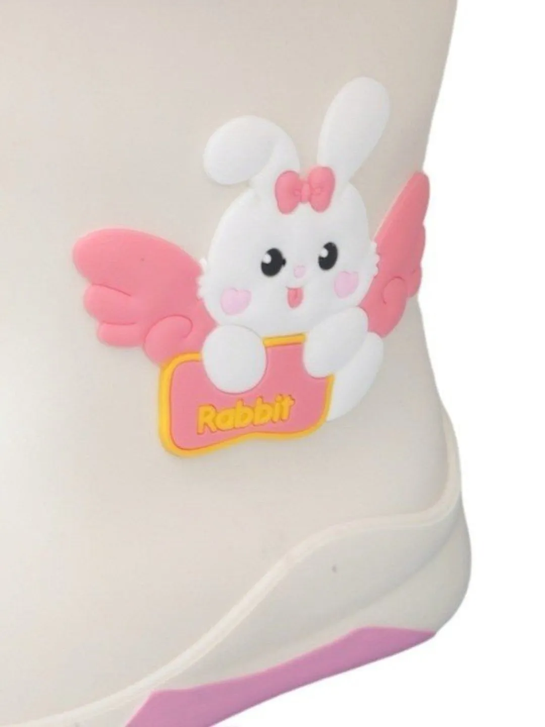 Angel Bunny Themed White Rain Boots For Girls
