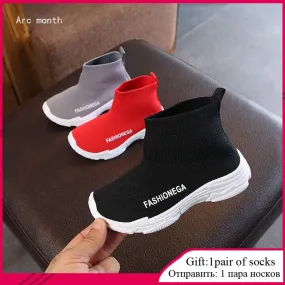 Black Children Socks Sneakers Girl Baby Sneakers Spring Fashion Flying Mesh Toddler Boy Shoes Kids Casual Shoes Children Shoes R
