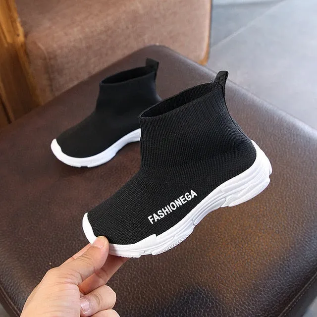 Black Children Socks Sneakers Girl Baby Sneakers Spring Fashion Flying Mesh Toddler Boy Shoes Kids Casual Shoes Children Shoes R