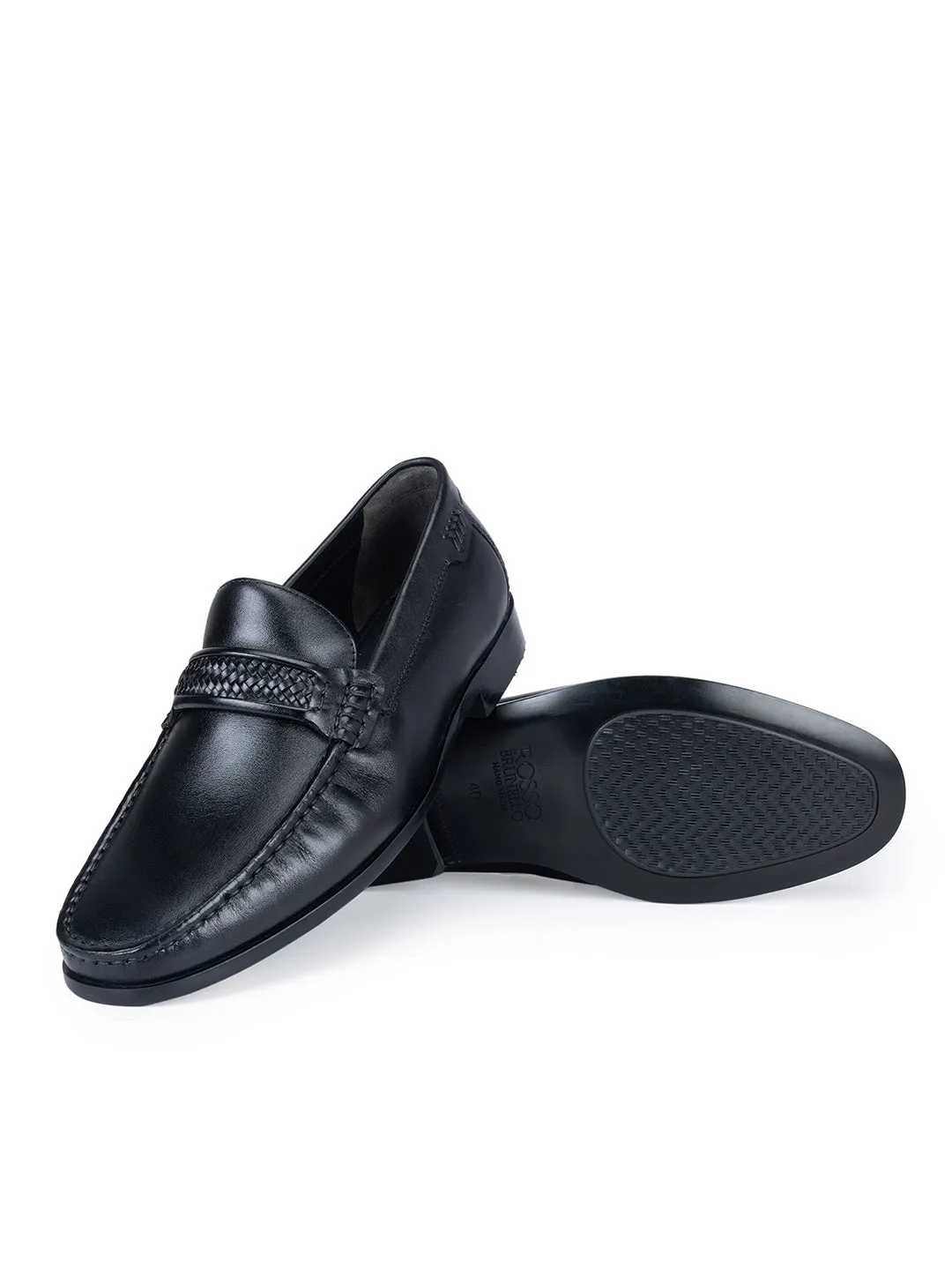 Black Plain Braided Loafers