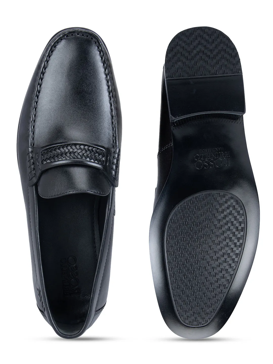Black Plain Braided Loafers