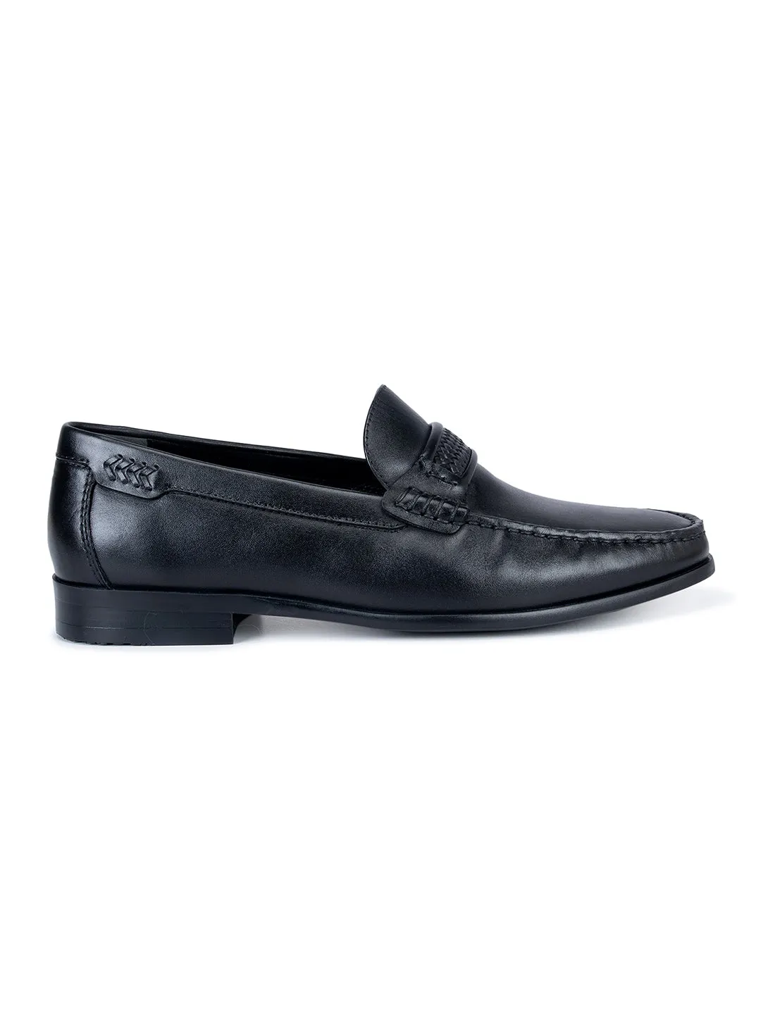 Black Plain Braided Loafers