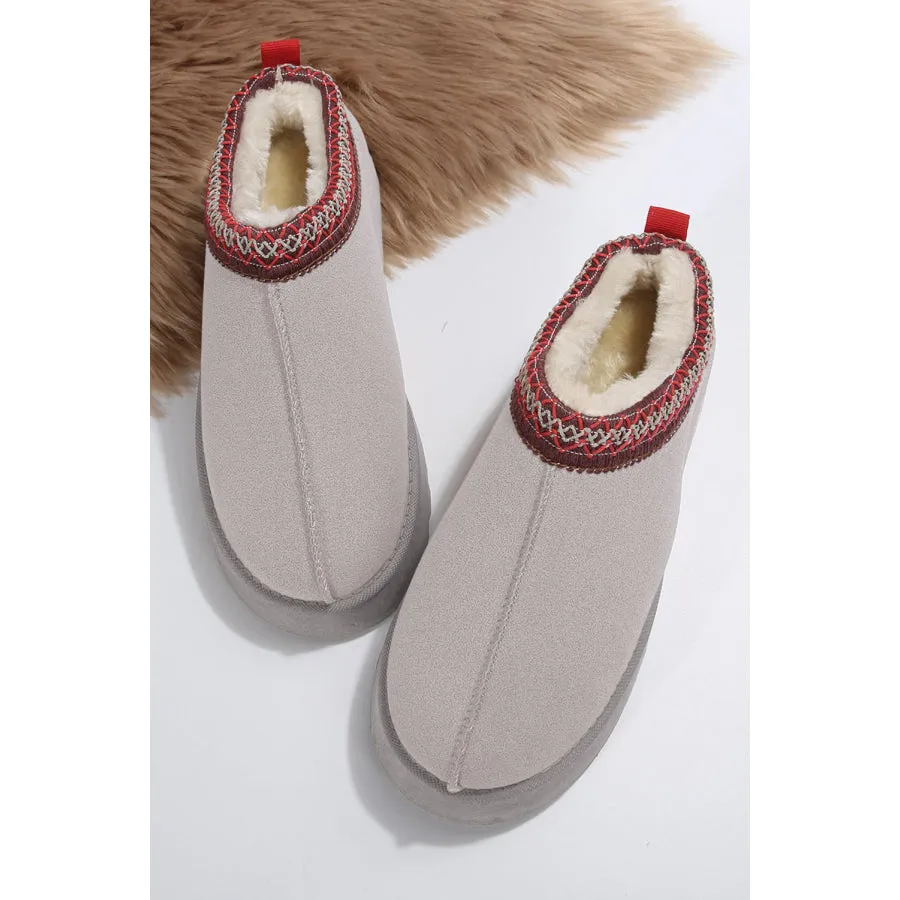 Chestnut Contrast Print Suede Plush Lined Snow Boots