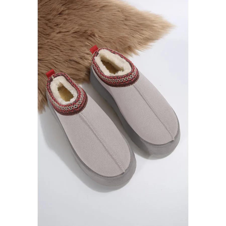 Chestnut Contrast Print Suede Plush Lined Snow Boots