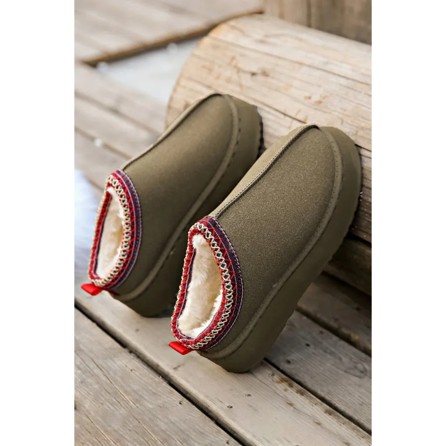 Chestnut Contrast Print Suede Plush Lined Snow Boots
