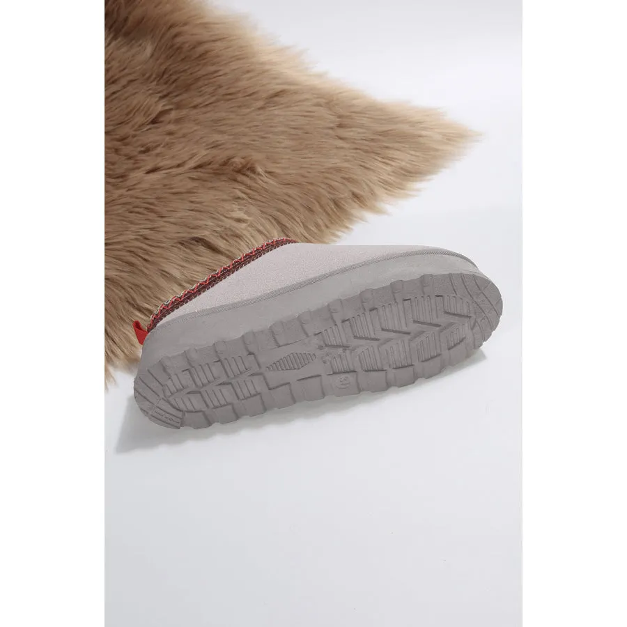 Chestnut Contrast Print Suede Plush Lined Snow Boots