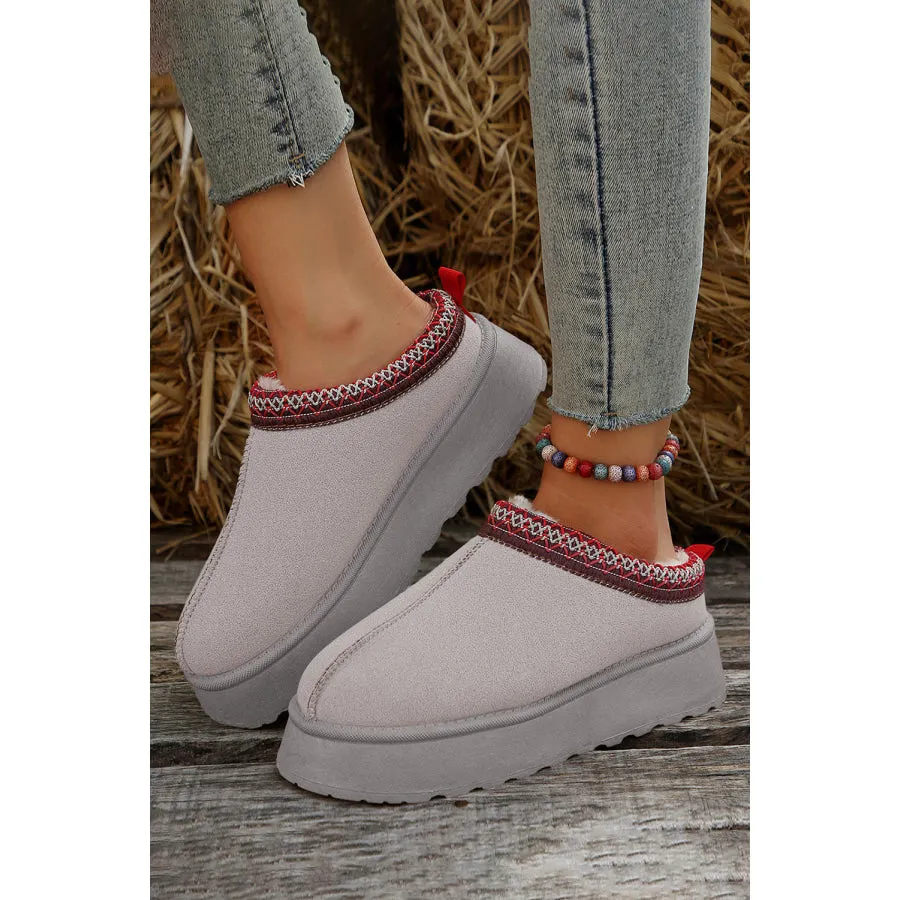 Chestnut Contrast Print Suede Plush Lined Snow Boots