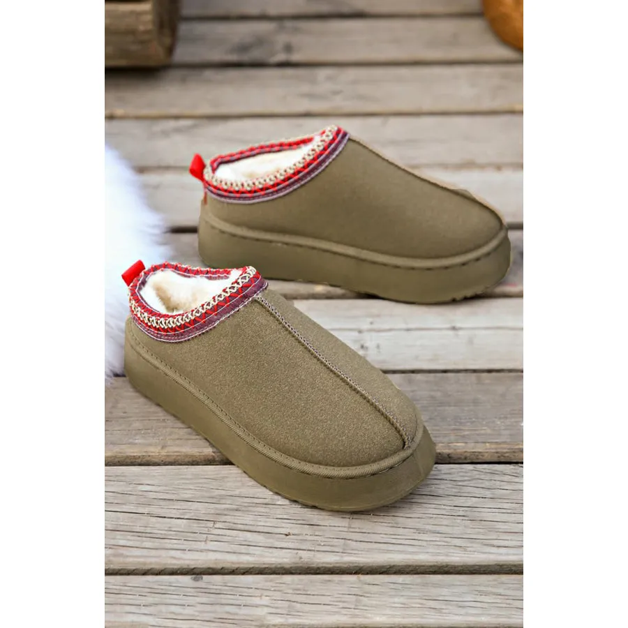 Chestnut Contrast Print Suede Plush Lined Snow Boots