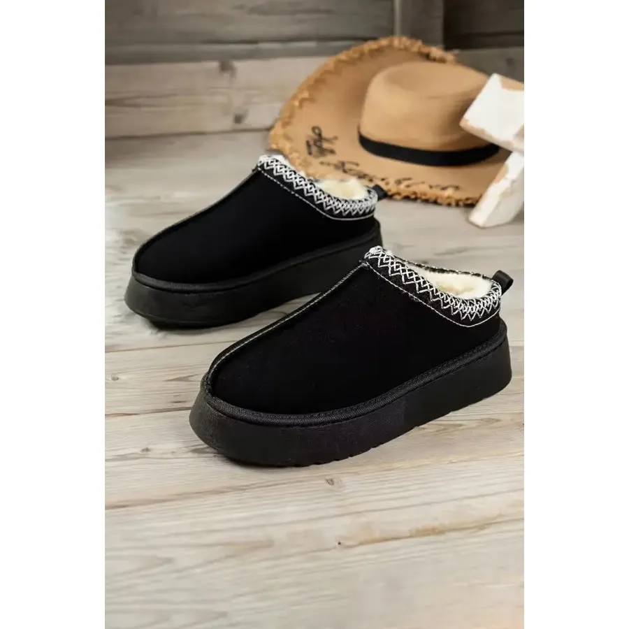 Chestnut Contrast Print Suede Plush Lined Snow Boots