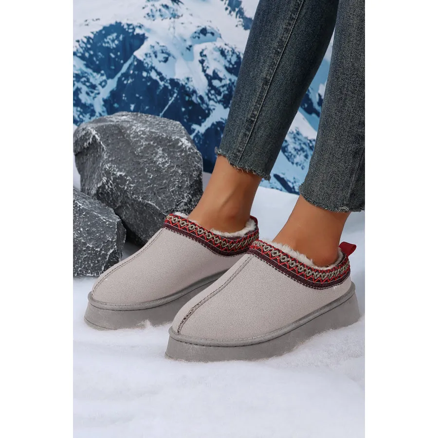 Chestnut Contrast Print Suede Plush Lined Snow Boots