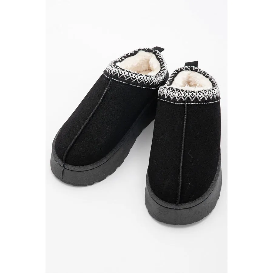 Chestnut Contrast Print Suede Plush Lined Snow Boots