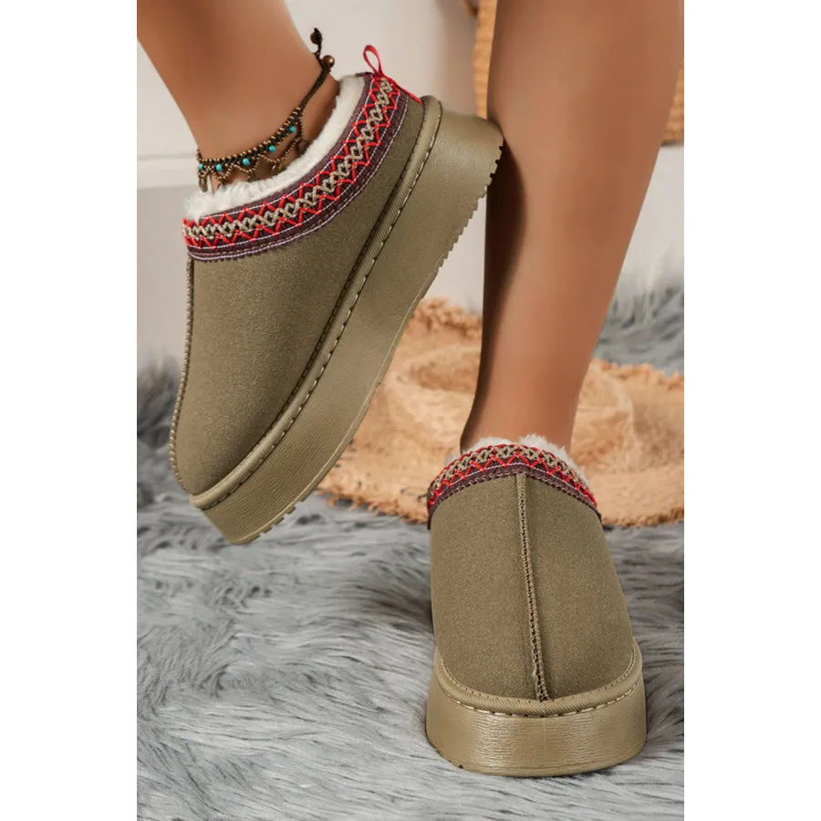 Chestnut Contrast Print Suede Plush Lined Snow Boots