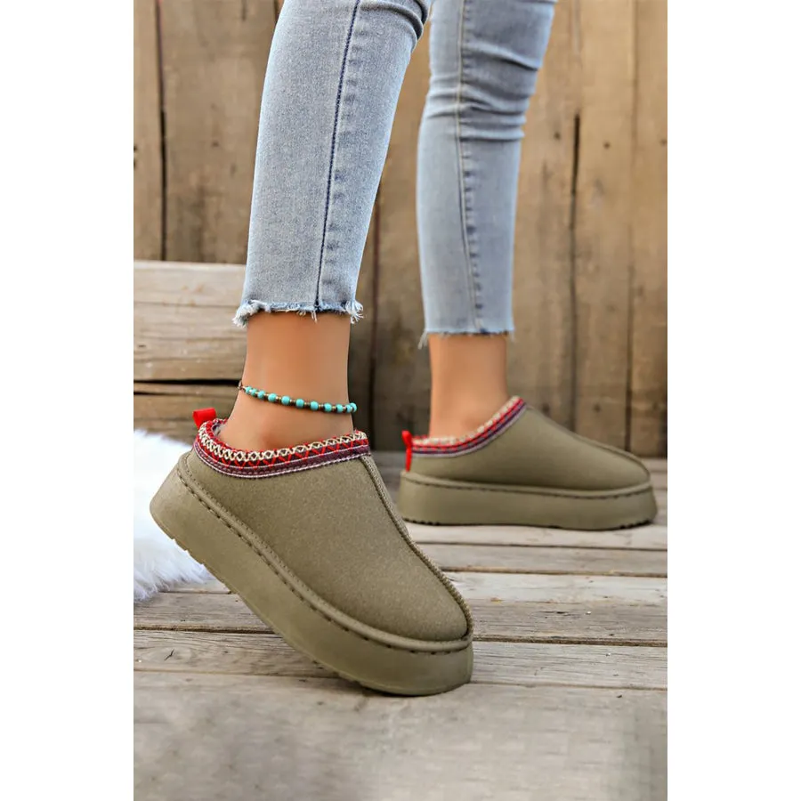 Chestnut Contrast Print Suede Plush Lined Snow Boots
