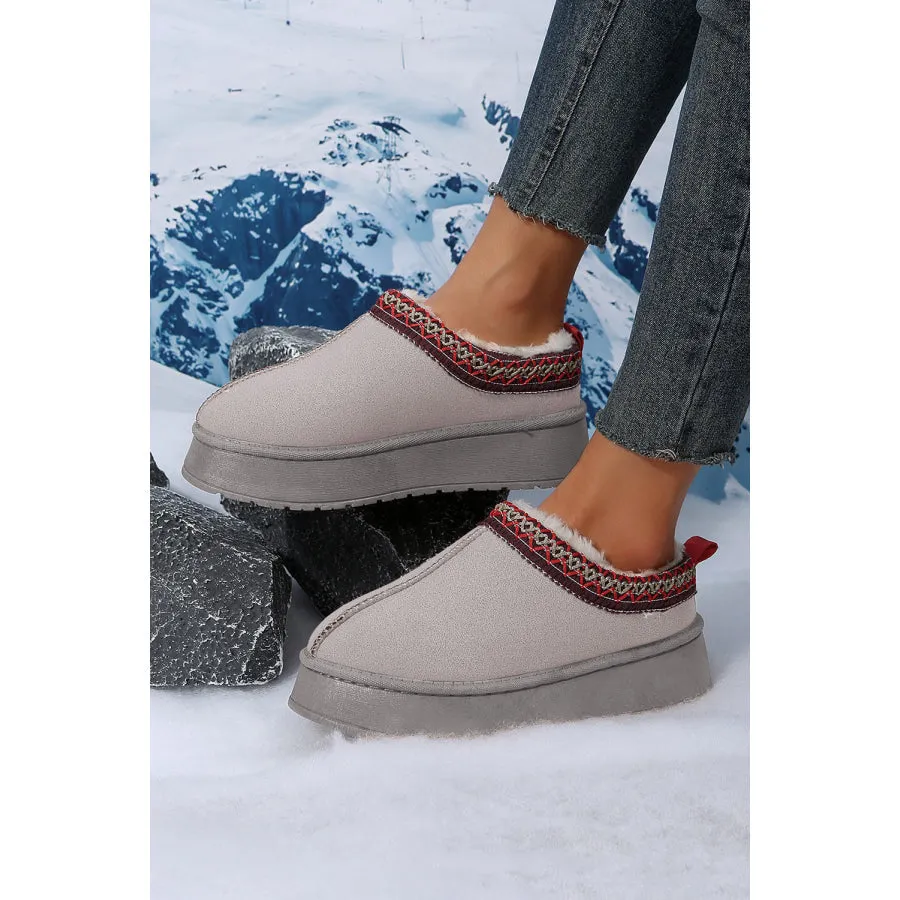 Chestnut Contrast Print Suede Plush Lined Snow Boots