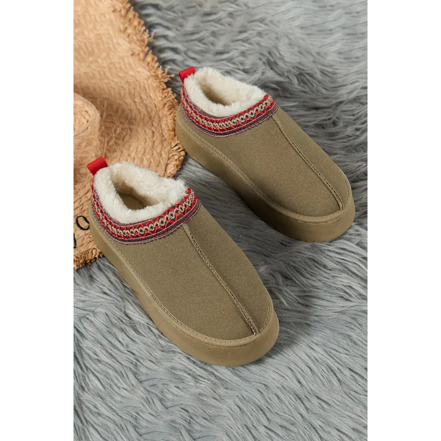 Chestnut Contrast Print Suede Plush Lined Snow Boots