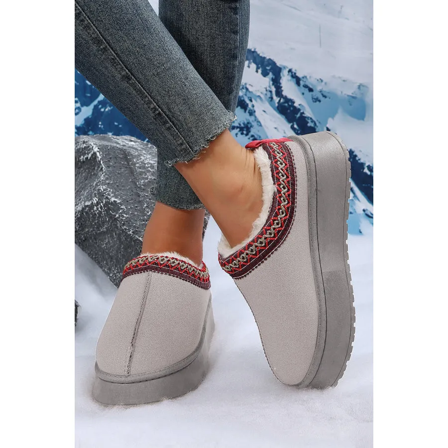 Chestnut Contrast Print Suede Plush Lined Snow Boots