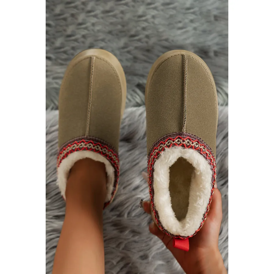 Chestnut Contrast Print Suede Plush Lined Snow Boots