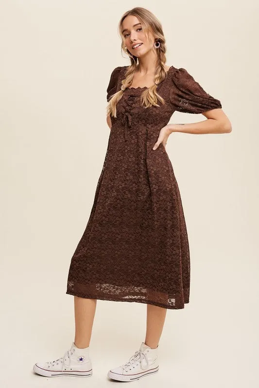 Cocoa Lace Midi Dress