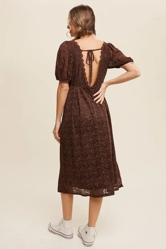 Cocoa Lace Midi Dress
