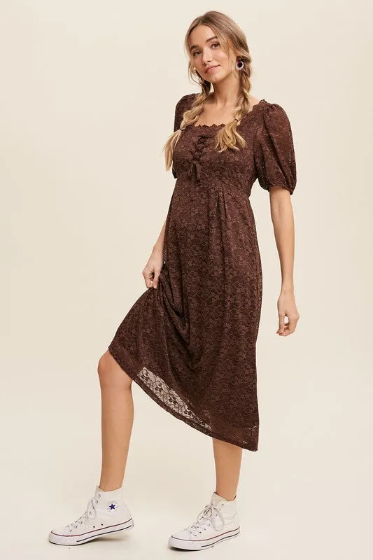 Cocoa Lace Midi Dress