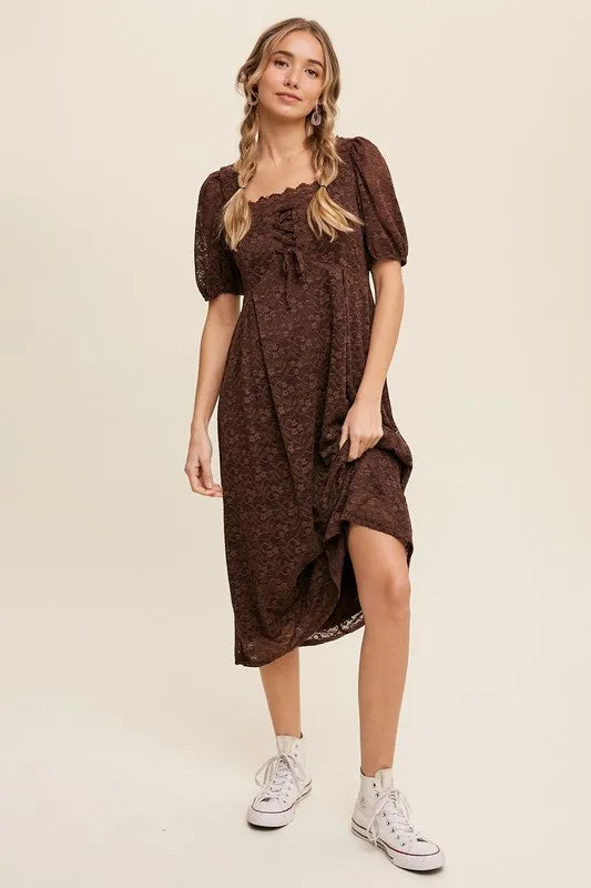 Cocoa Lace Midi Dress