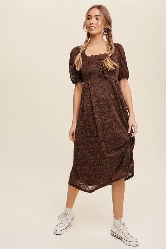 Cocoa Lace Midi Dress