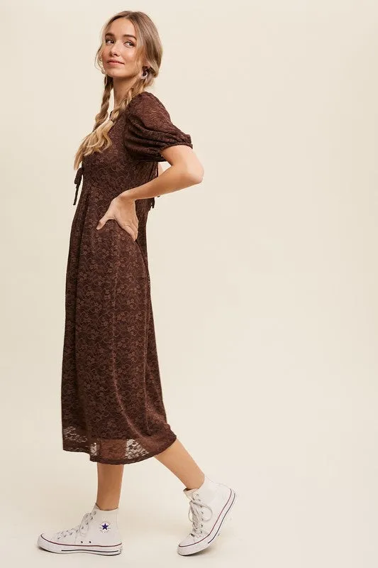 Cocoa Lace Midi Dress