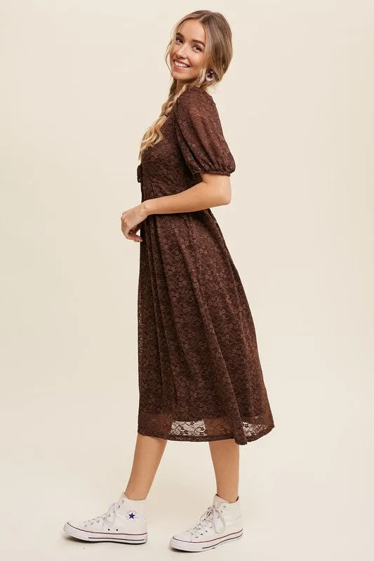 Cocoa Lace Midi Dress