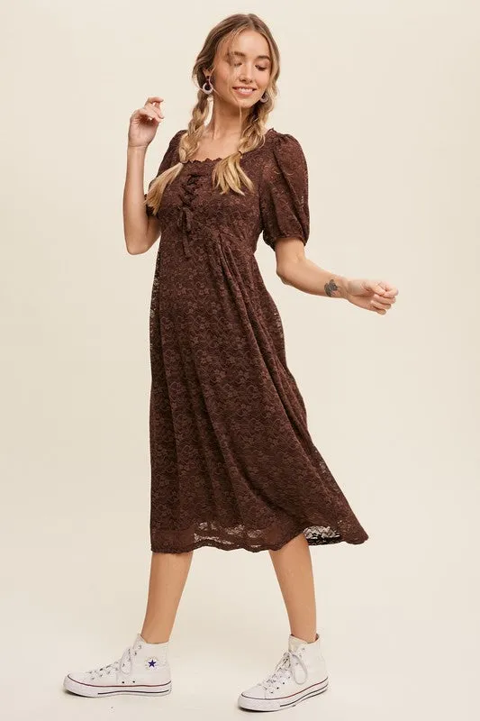 Cocoa Lace Midi Dress