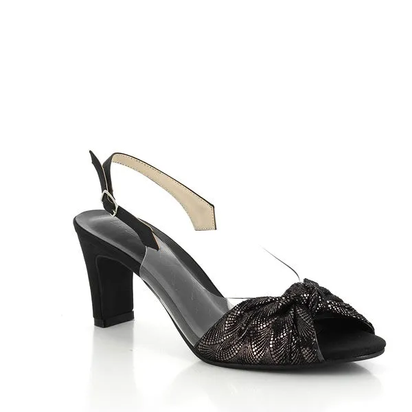 Dalessi Dabb Metallic Black Slingback Heels