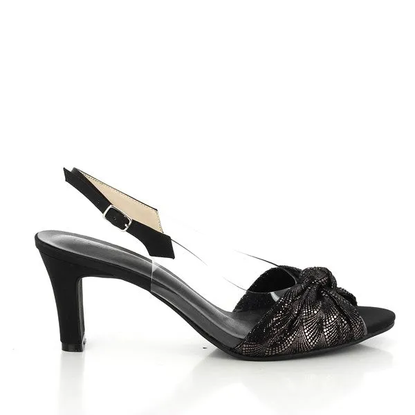 Dalessi Dabb Metallic Black Slingback Heels