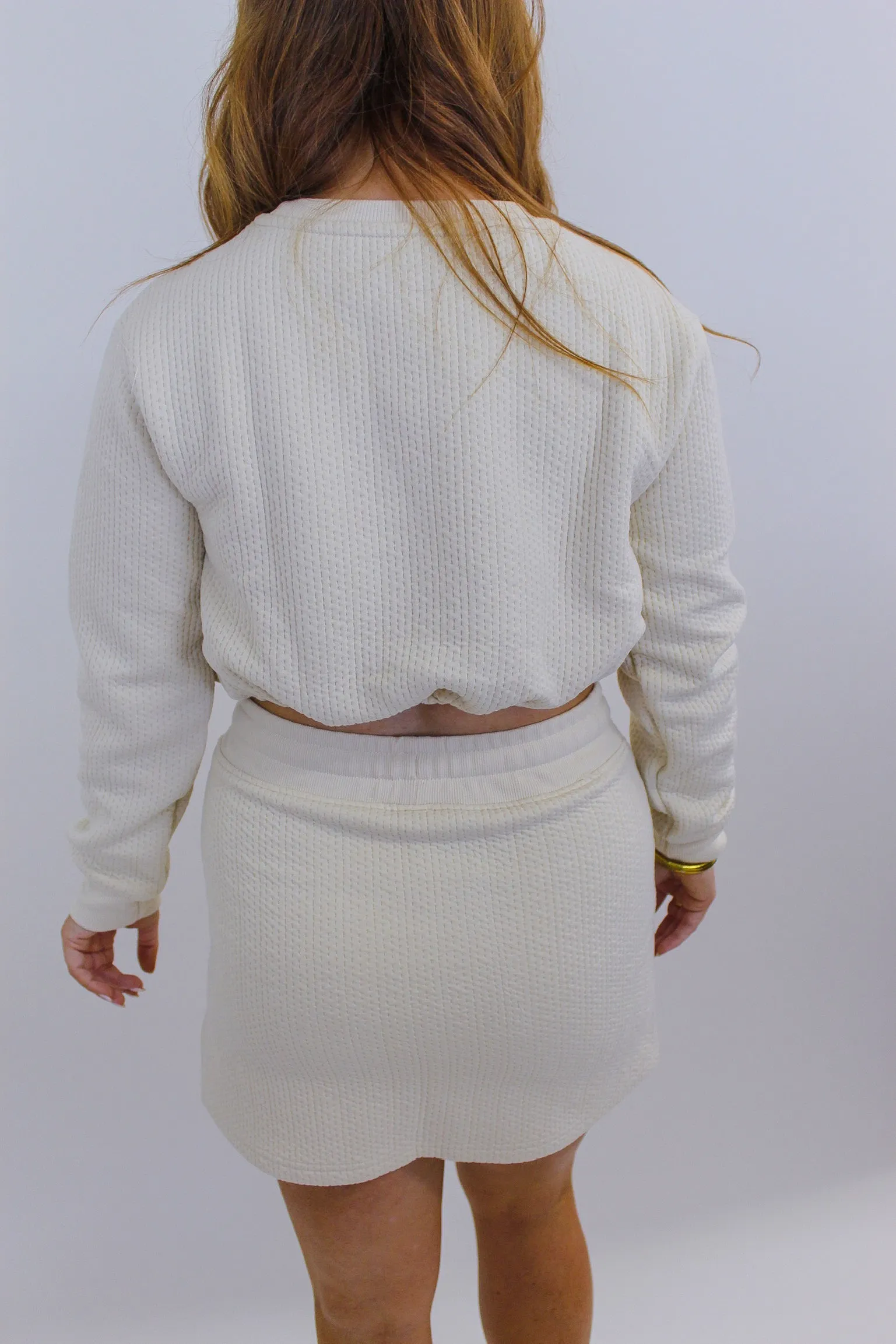 Double Trouble Quilted Bubble Top (Set)- Cream