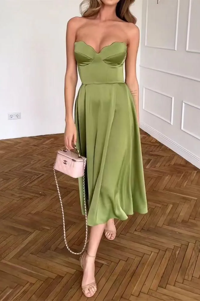 Ivyshape | Charm Strapless Sweetheart Midi Dress