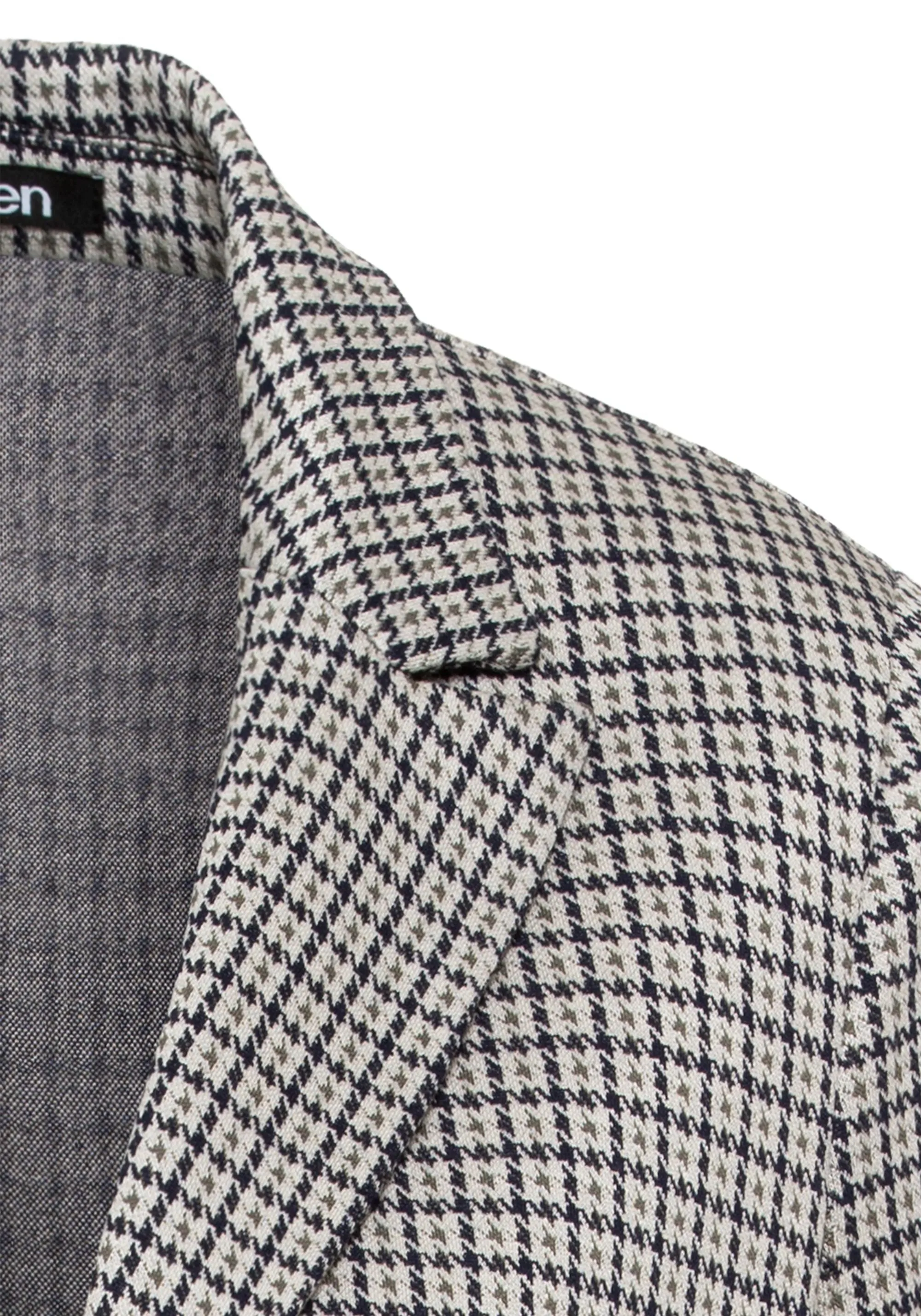 Long Sleeve Notch Collar Check Jersey Blazer
