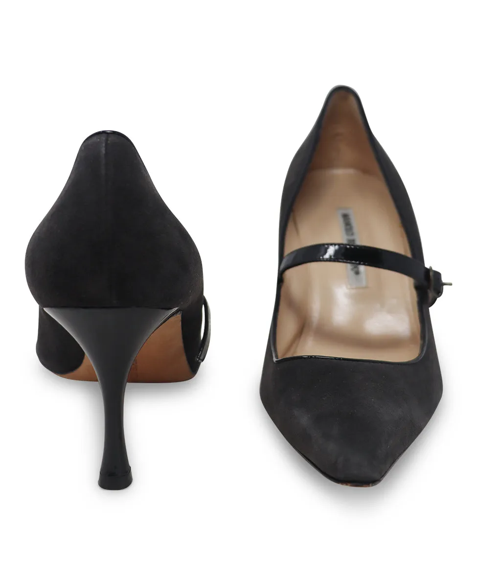 Manolo Blahnik Brown Suede & Patent Heels sz 11