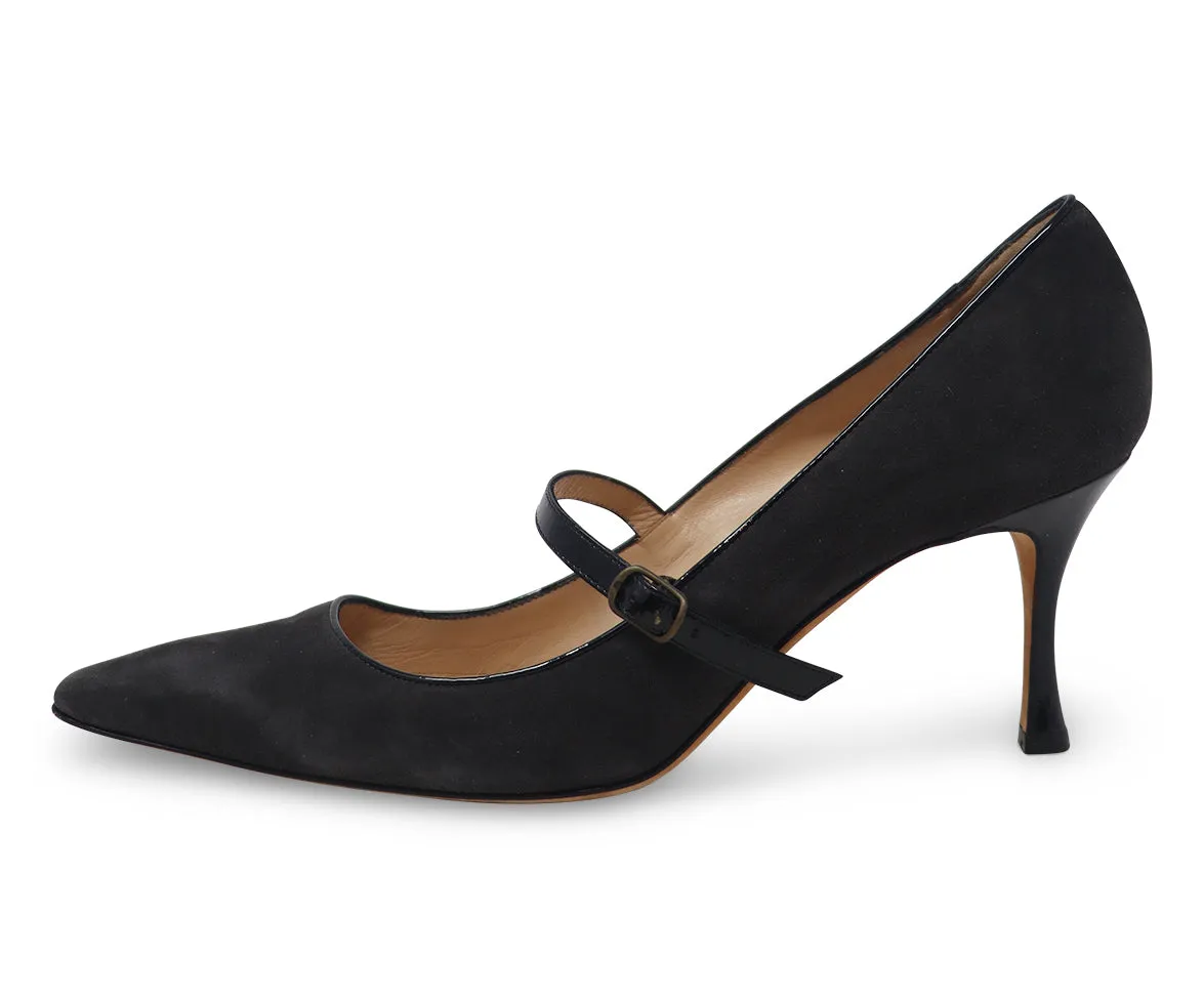 Manolo Blahnik Brown Suede & Patent Heels sz 11