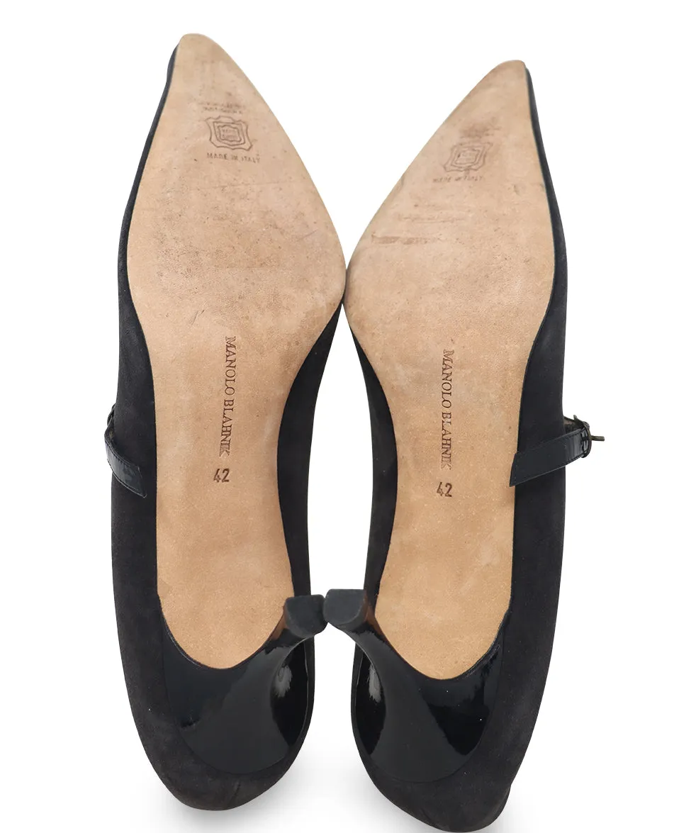 Manolo Blahnik Brown Suede & Patent Heels sz 11