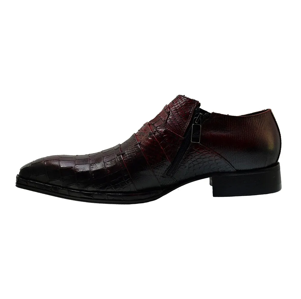 Men's Italian Dress Shoes Jo Ghost 1831 Red Leather Print Crocodile