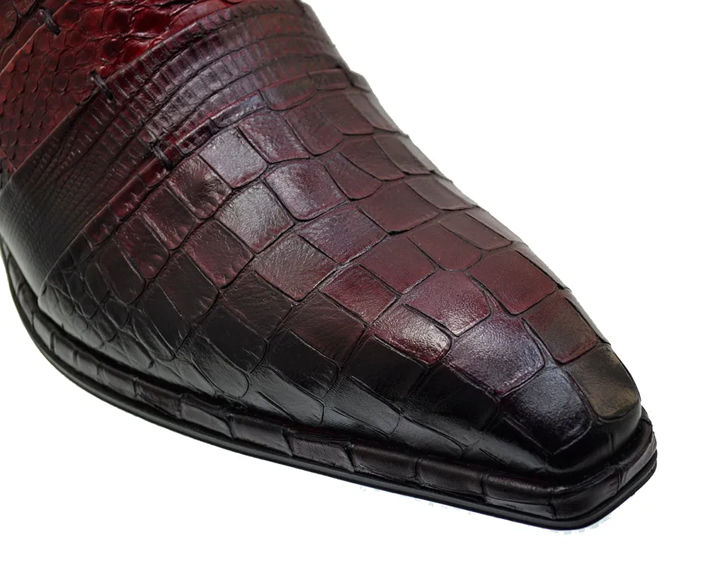 Men's Italian Dress Shoes Jo Ghost 1831 Red Leather Print Crocodile