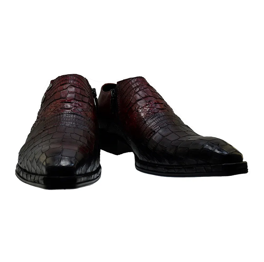Men's Italian Dress Shoes Jo Ghost 1831 Red Leather Print Crocodile