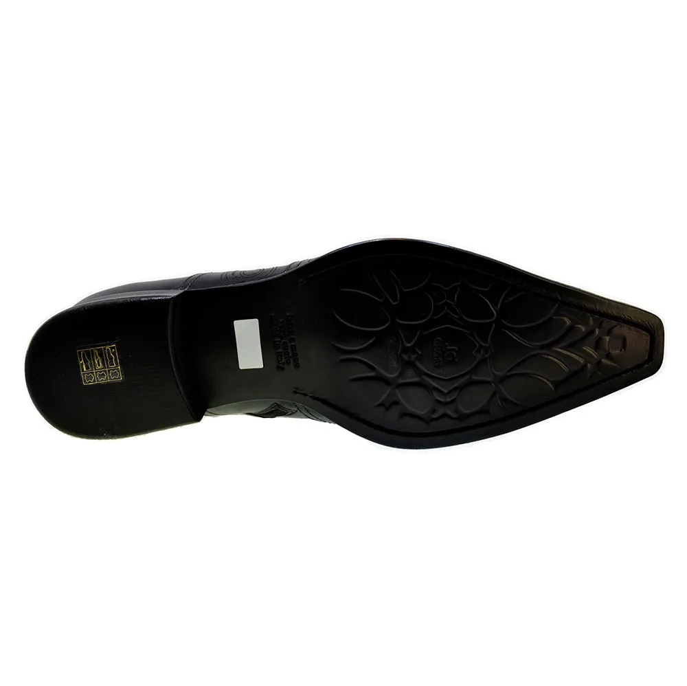 Men's Italian Shoes Jo Ghost 2376 Black Leather Embroidery Dress Shoes