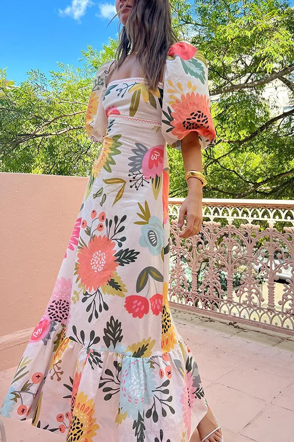 Peregrine  - Blue Floral Puff Sleeve Maxi Dress