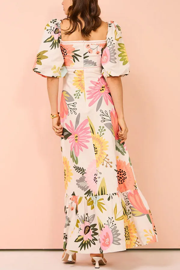 Peregrine  - Blue Floral Puff Sleeve Maxi Dress