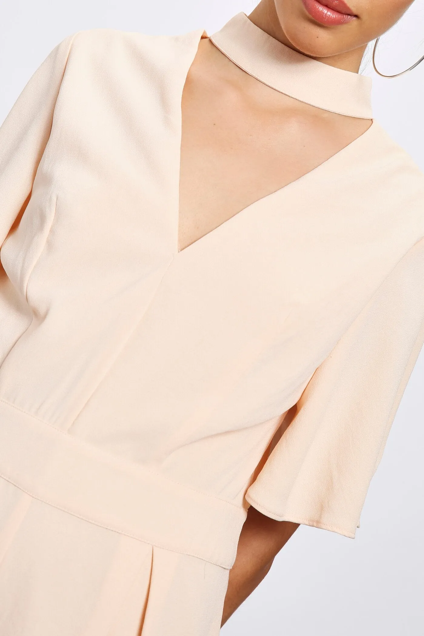 Pink Choker V Neck Playsuit