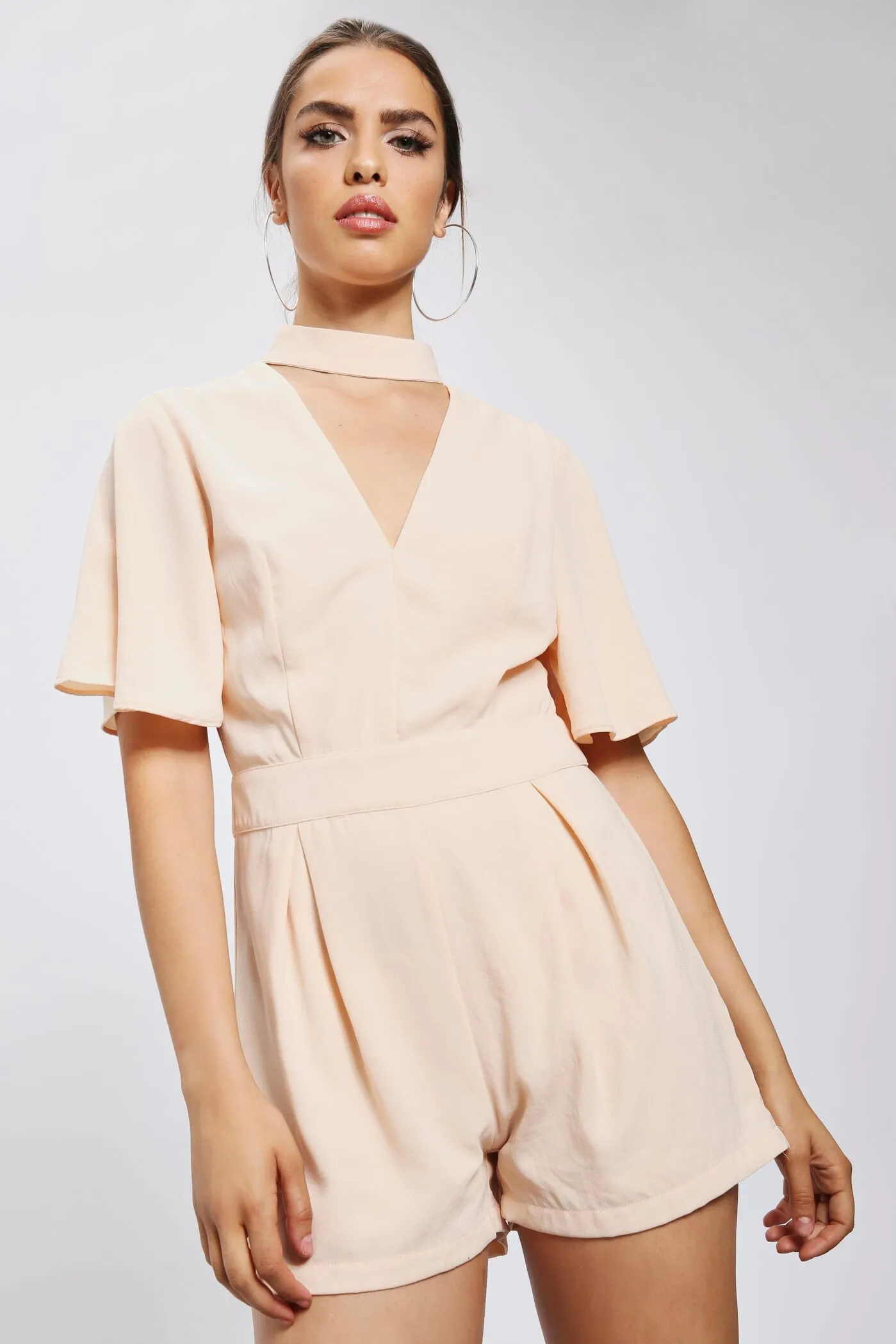 Pink Choker V Neck Playsuit