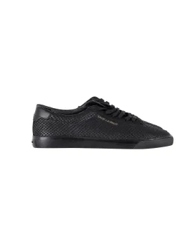 Saint Laurent Andy Python-Effect Sneakers in Black Calfskin Leather