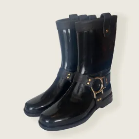 Short Rain Boots with Stirrup Details