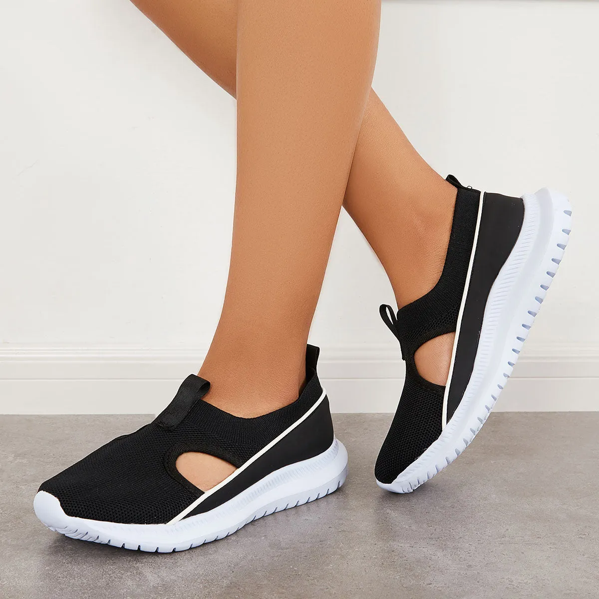 Sohiwoo  Women Slip on Mesh Knit Sneakers Breathable Walking Shoes