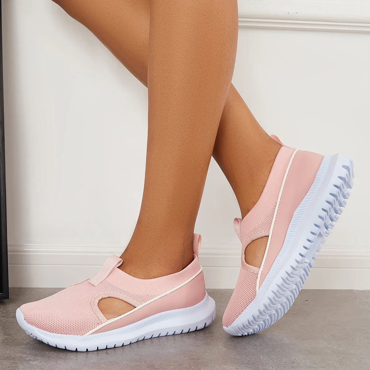 Sohiwoo  Women Slip on Mesh Knit Sneakers Breathable Walking Shoes